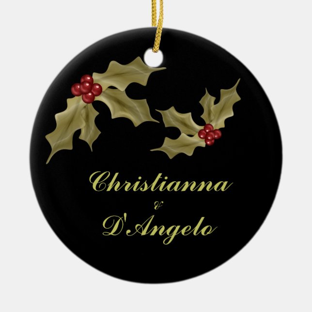 Ornamento De Cerâmica "Nossos primeiros Natal/marido e esposa " (Frente)