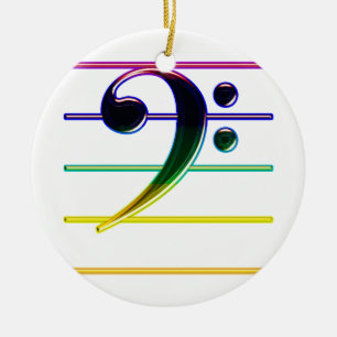 Ornamento De Cerâmica Nota de Música do Rainbow Bass Clef
