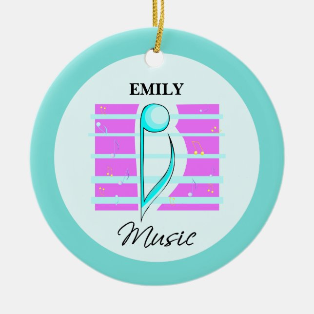 Ornamento De Cerâmica Nota sobre parabéns, Desempenho Musical (Frente)