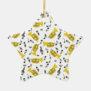 Ornamento De Cerâmica Notas de Música da Baritone para Marcação de cinza