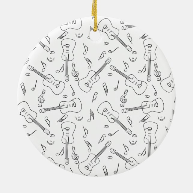 Ornamento De Cerâmica Notas de Música de Linhas de Violão (Traseira)
