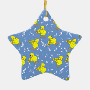 Ornamento De Cerâmica Notas de música do Pintinho de trompetes