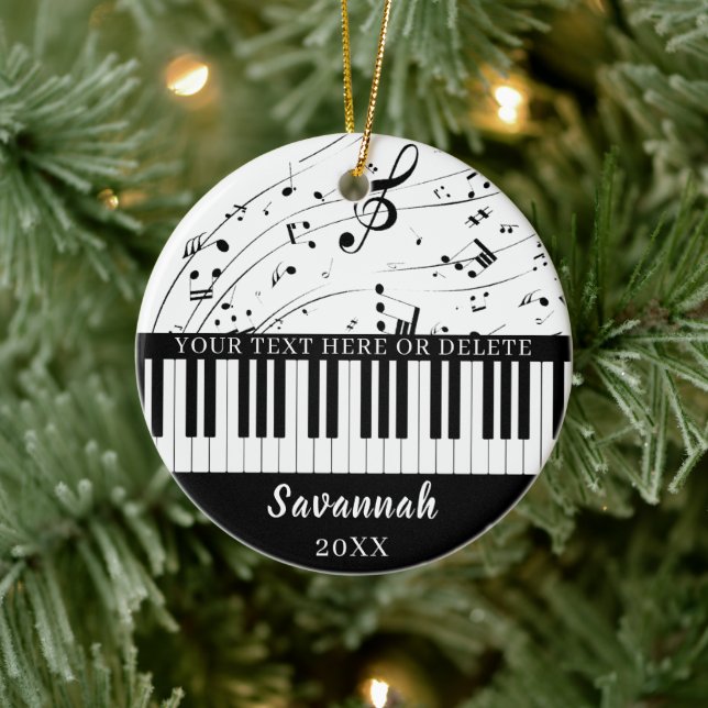 Ornamento De Cerâmica Notas de Música Personalizadas do Teclado Piano (Árvore)