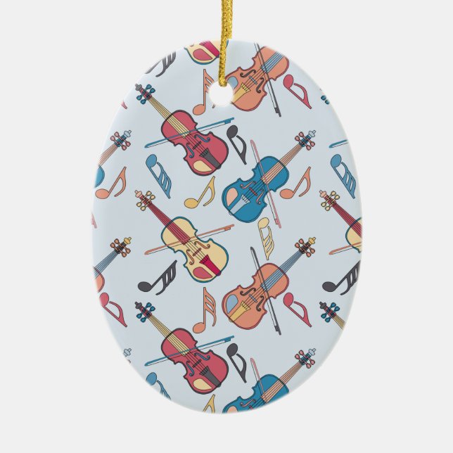 Ornamento De Cerâmica Notas de Música Violinos Angled (Frente)