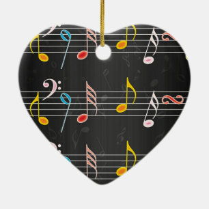 Ornamento De Cerâmica Notas fabulosos da música no preto