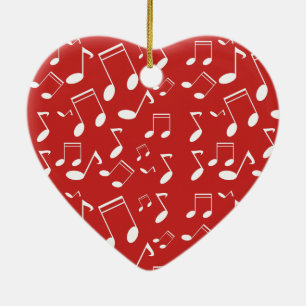 Ornamento De Cerâmica Notas musicais brancas