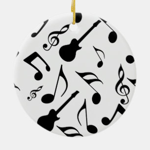 Ornamento De Cerâmica Notas Musicais - Design de Partitura