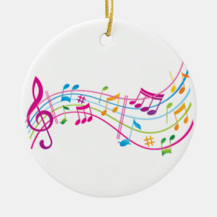 ORNAMENTO DE CERÂMICA "NOTAS MUSICAIS EM COR"