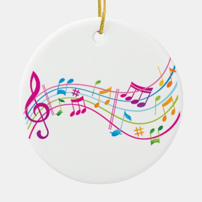 ORNAMENTO DE CERÂMICA "NOTAS MUSICAIS EM COR" (Frente)