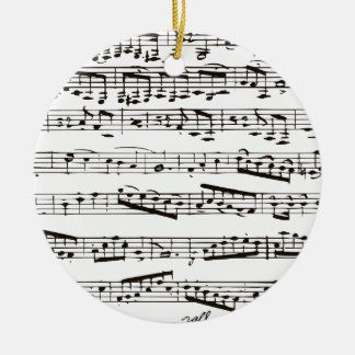 Ornamento De Cerâmica Notas musicais preto e branco