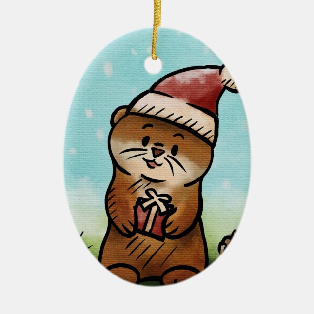 Ornamento De Cerâmica Notice Otis Christmas Oval Ornament (Frente)