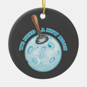 Ornamento De Cerâmica Nova astronomia da lua engraçada