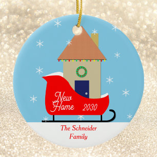 Ornamento De Cerâmica Nova Casa em Sleigh Ornament
