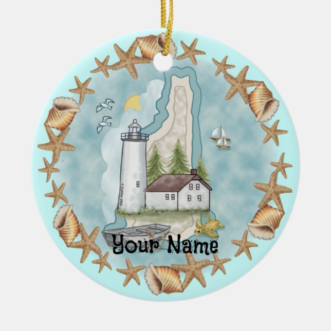 Ornamento De Cerâmica Nova Hampshire Lighthouse Ornament (Frente)