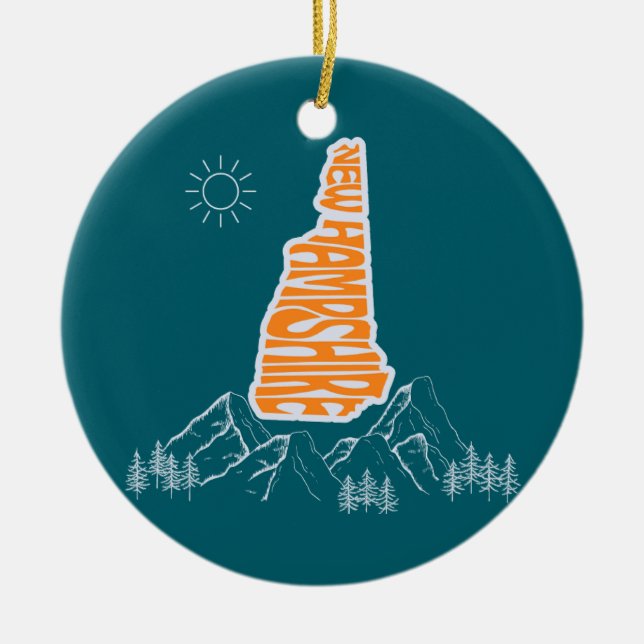 Ornamento De Cerâmica Nova Hampshire State Christmas Tree Ornament (Frente)