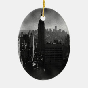 Ornamento De Cerâmica Nova Iorque Preto e Branco