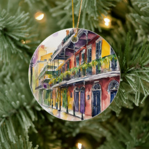 Ornamento De Cerâmica Nova Orleans Bourbon Street