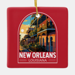 Ornamento De Cerâmica Nova Orleans Louisiana Viagem Arte Vintage