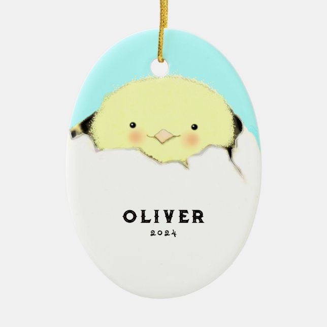 Ornamento De Cerâmica Novo Bebê Primeiro Natal (Frente)