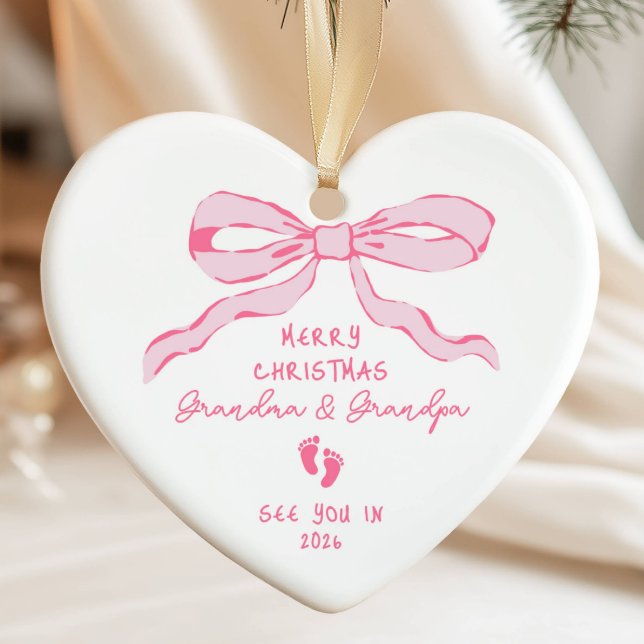 Ornamento De Cerâmica Novo Natal do Anúncio do Bebê (Criador carregado)