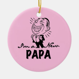 Ornamento De Cerâmica Novo Papá Sorrindo Camisas e Presentes