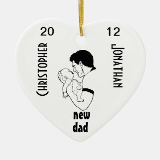 Ornamento De Cerâmica Novo papai - customizável