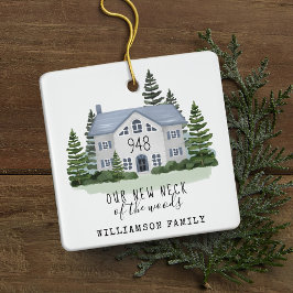 Ornamento De Cerâmica Novo Pescoço Da Floresta Primeira Foto De Natal