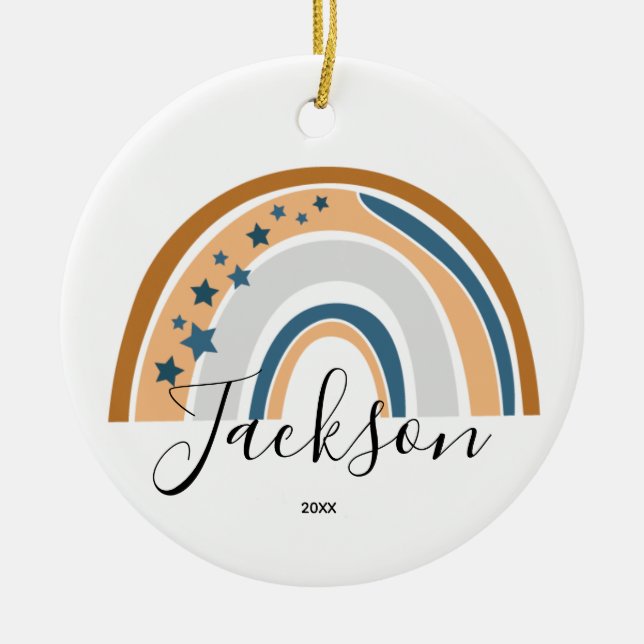 Ornamento De Cerâmica Novo presente personalizado no arco-íris (Frente)