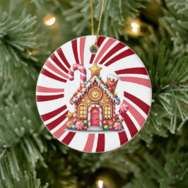 Ornamento De Cerâmica Novo texto da citação de Natal em casa no Ornament