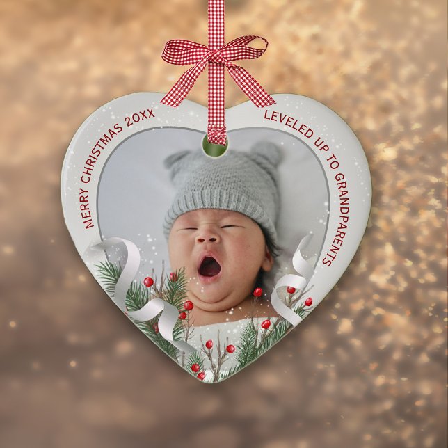 Ornamento De Cerâmica Novo vovô Prata Quadro 2 Fotos Natal (Criador carregado)