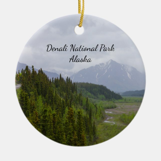 Ornamento De Cerâmica Nublado Na Ornação De Denali (Frente)