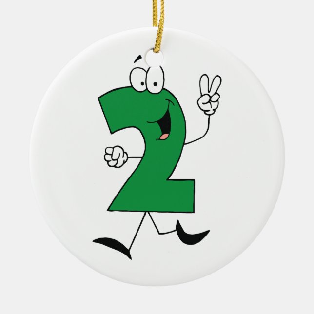 Ornamento De Cerâmica Número de Camisetas e presentes de segundo anivers (Frente)