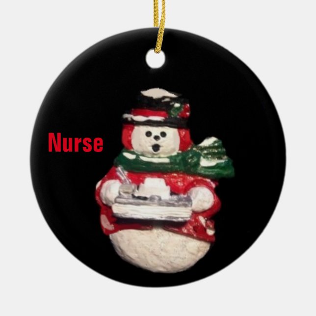 ORNAMENTO DE CERÂMICA NURSE SNOWMAN COLLECTOR CHRISTMAS (Frente)