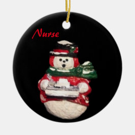 ORNAMENTO DE CERÂMICA NURSE SNOWMAN COLLECTOR CHRISTMAS