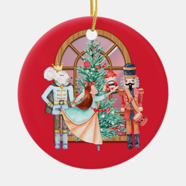 Ornamento De Cerâmica Nutcracker Ballerina Mouse King Red Personalizado (Frente)
