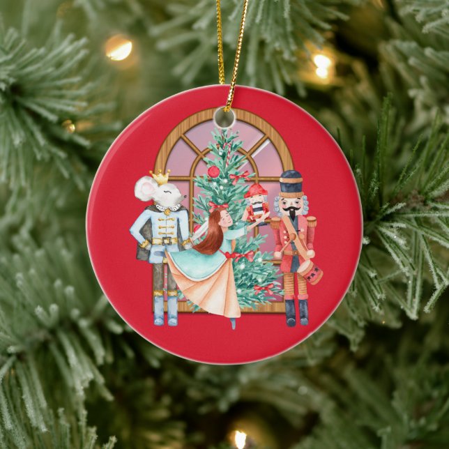 Ornamento De Cerâmica Nutcracker Ballerina Rato Rei Natal Vermelho (Árvore)