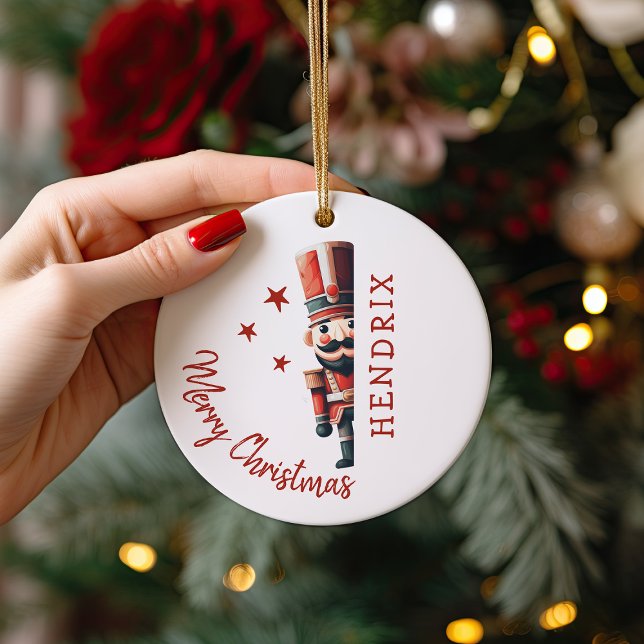 Ornamento De Cerâmica Nutcracker de Natal Personalizado para Crianças (Criador carregado)