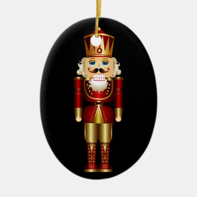 Ornamento De Cerâmica Nutcracker Dourado de Natal do Bebê (Frente)