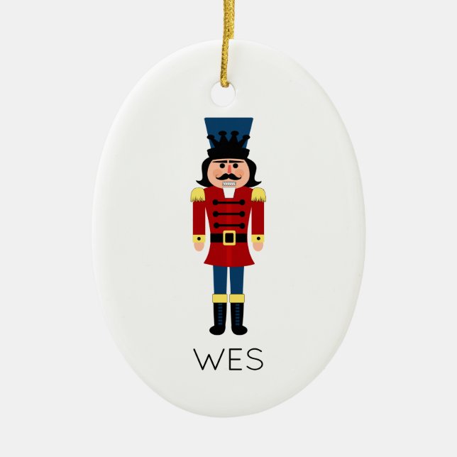 Ornamento De Cerâmica Nutcracker Natal Holiday NAME Classic (Frente)