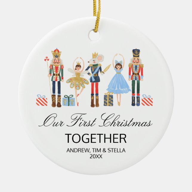 Ornamento De Cerâmica Nutcracker Nosso Primeiro Natal Juntos (Frente)