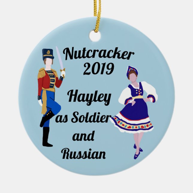 Ornamento De Cerâmica Nutcracker Ornament-Soldier e russo (Frente)