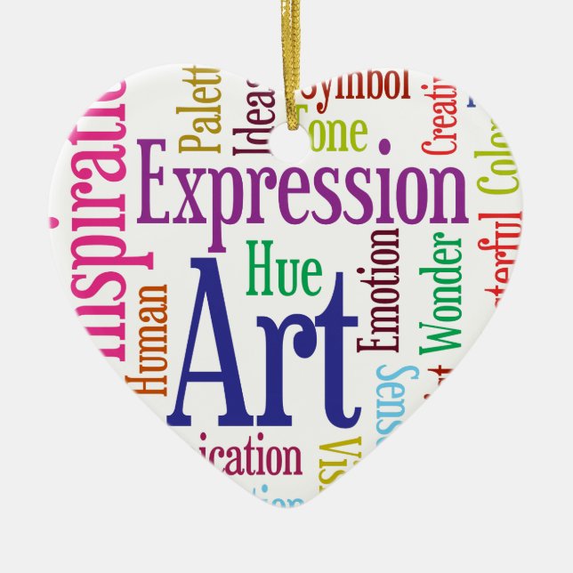 Ornamento De Cerâmica Nuvem da palavra da arte e da inspiração de pessoa (Frente)