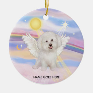 Ornamento De Cerâmica Nuvens - Anjo Bichon (#7), NOME VAI AQUI
