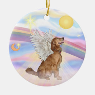 Ornamento De Cerâmica Nuvens - Anjo de Retriever de Ouros
