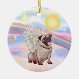 Ornamento De Cerâmica Nuvens - Anjo Pug (grampo)