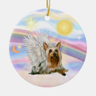 Ornamento De Cerâmica Nuvens - Anjo Silky Terrier