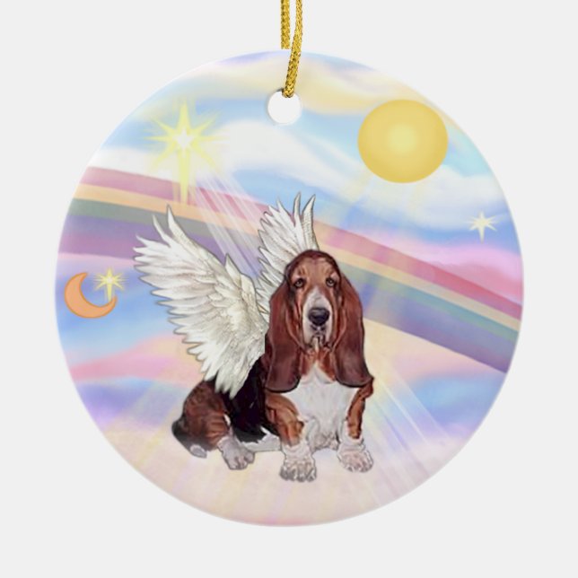 Ornamento De Cerâmica Nuvens - Basset Hound (Frente)