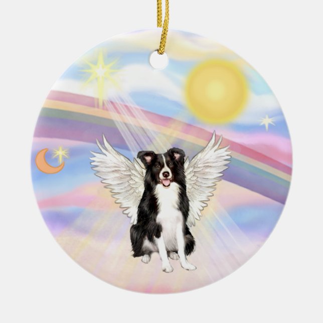 Ornamento De Cerâmica Nuvens - Border Collie (Frente)