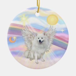Ornamento De Cerâmica Nuvens - Cachorro Esquimó Americano