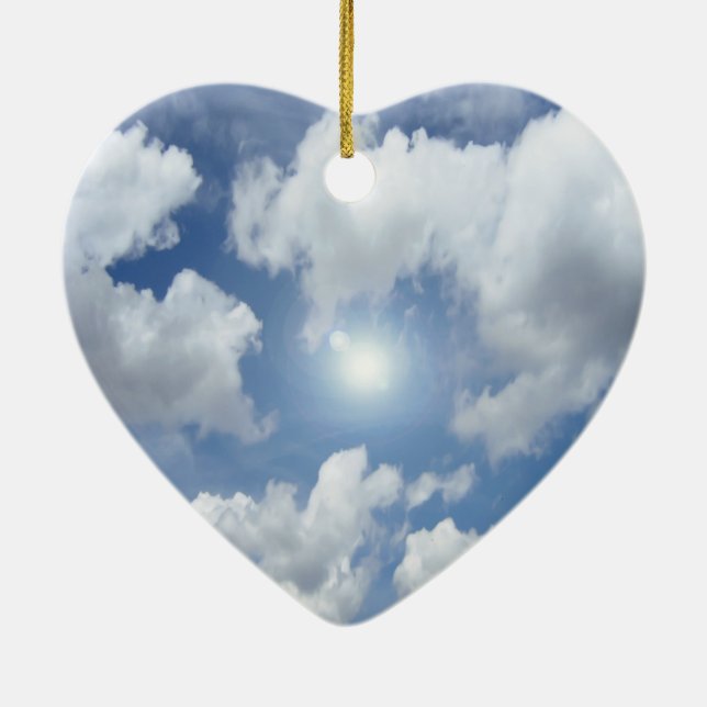 Ornamento De Cerâmica Nuvens do Céu Azul + suas ideias (Verso)